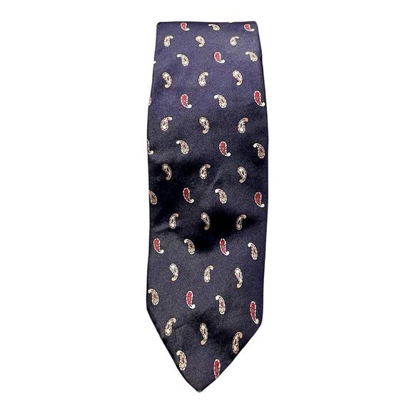 Vintage Christian Dior Cravates Necktie Men 57 Inch Navy Paisley 100% Silk - Picture 1 of 5